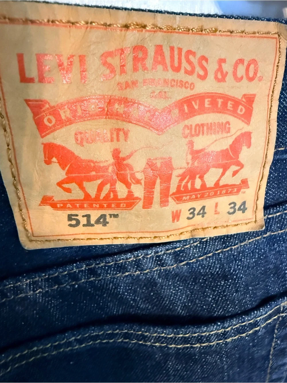 Levi’s 514 Straight Fit Men’s Jeans 34x34 Dark Wash 100% Cotton